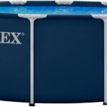 INTEX Metal Frame Pool rund Aufstellpool inkl. Sicherheitsleiter (366 x 122 cm) Rundpool mit Metalrahmen, Volumen ca. 10.680l Navy Blue (28930GH)