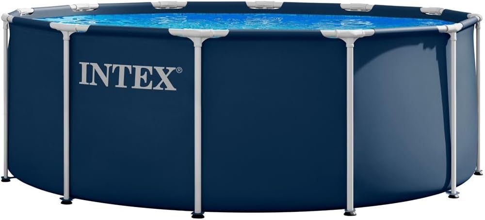 51HG2YYgHvL._AC_SL1250 INTEX Metal Frame Pool rund Aufstellpool inkl. Sicherheitsleiter (366 x 122 cm) Rundpool mit Metalrahmen, Volumen ca. 10.680l Navy Blue (28930GH)