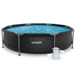 VirtuFit Rundpool Ø366 x 100 cm Anthrazit - inkl. Filterpumpe - Stabil & langlebig - Gartenpool - Familienpool