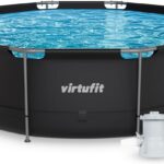 VirtuFit Rundpool Ø366 x 100 cm Anthrazit - inkl. Filterpumpe - Stabil & langlebig - Gartenpool - Familienpool