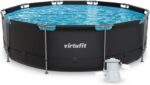 VirtuFit Rundpool Ø366 x 100 cm Anthrazit - inkl. Filterpumpe - Stabil & langlebig - Gartenpool - Familienpool
