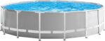 Intex 26726NP – Aufstellpool Prism Frame Rund, Filterpumpe 3785 L/h, Leiter, Bodenplane und Abdeckplane, 16805 L, Stahl und PVC, Grau, 457x122 cm