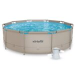 VirtuFit Rundpool Ø366 x 100 cm Anthrazit - inkl. Filterpumpe - Stabil & langlebig - Gartenpool - Familienpool