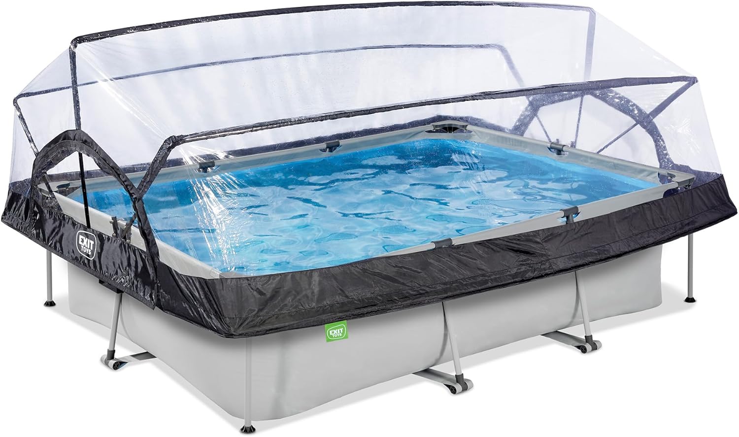 716GP1aFRYL._AC_SL1500_c10100a7-ae56-451c-899f-8092a69df869 EXIT Toys Soft Grey Pool mit Multifunktionale Abdeckung - 300x200x65cm - Rechteckiger, Kompakter Rahmenpool mit Kartuschenfilterpumpe - Leicht Zugänglich - Für Sauberes und Warmes Poolwasser - Grau