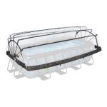 EXIT Toys Soft Grey Pool mit Multifunktionale Abdeckung - 300x200x65cm - Rechteckiger, Kompakter Rahmenpool mit Kartuschenfilterpumpe - Leicht Zugänglich - Für Sauberes und Warmes Poolwasser - Grau
