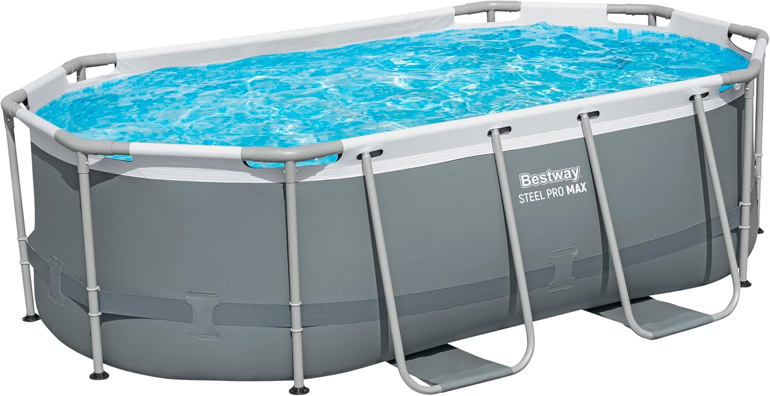 71BVkM5ehhL._AC_SL1500 Bestway Steel Pro MAX Solo Pool ohne Zubehör 305 x 200 x 84 cm, grau, oval