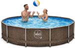 HAF - Swing Frame Pool rund Grau Rattan-Optik (Ø 366 cm, 91 cm tief) - Gartenpool mit 8.300 Liter - Robust, UV-geschützt & korrosionsbeständig - Stabiler Metallrahmen - Schnellaufbau ohne Werkzeug