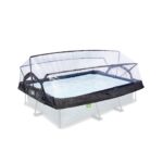 EXIT Toys Soft Grey Pool mit Multifunktionale Abdeckung - 300x200x65cm - Rechteckiger, Kompakter Rahmenpool mit Kartuschenfilterpumpe - Leicht Zugänglich - Für Sauberes und Warmes Poolwasser - Grau