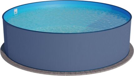 Stahlwandpool rund 300x120cm, Stahl 0,4mm anthrazit, Folie 0,4mm blau, Einhängebiese