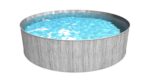 Steinbach Stahlwandpool New Splasher Secure – 011002 – Ø 350 x 90 m – Runder Pool in Weiß und blauer Innenfolie für bis zu 7.800 l Wasserinhalt – Mit Einhänge-Kartuschenfilteranlage und Leiter
