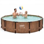 HAF - Swing Frame Pool rund Grau Rattan-Optik (Ø 366 cm, 91 cm tief) - Gartenpool mit 8.300 Liter - Robust, UV-geschützt & korrosionsbeständig - Stabiler Metallrahmen - Schnellaufbau ohne Werkzeug