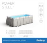 BESTWAY Power Steel Rectangular Pool Set 412x201x122 cm, Stahlrahmenpool-Set mit Filterpumpe und Zubehör