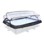 EXIT Toys Soft Grey Pool mit Multifunktionale Abdeckung - 300x200x65cm - Rechteckiger, Kompakter Rahmenpool mit Kartuschenfilterpumpe - Leicht Zugänglich - Für Sauberes und Warmes Poolwasser - Grau