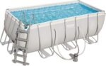 BESTWAY Power Steel Rectangular Pool Set 412x201x122 cm, Stahlrahmenpool-Set mit Filterpumpe und Zubehör