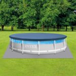 Intex 26722NP – Aufstellpool Prism Frame Clearview Rund, Filterpumpe 3785 L/h, Leiter, Bodenplane und Abdeckplane, 12706 L, Stahl und PVC, Grau, 427x107 cm