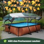 EXIT Toys Soft Grey Pool mit Multifunktionale Abdeckung - 300x200x65cm - Rechteckiger, Kompakter Rahmenpool mit Kartuschenfilterpumpe - Leicht Zugänglich - Für Sauberes und Warmes Poolwasser - Grau