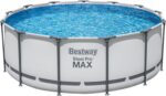 Bestway® Steel Pro MAX™ Aufstellpool Komplett-Set mit Filterpumpe Ø 396 x 122 cm, lichtgrau, rund