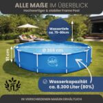 HAF - Swing Frame Pool rund Grau Rattan-Optik (Ø 366 cm, 91 cm tief) - Gartenpool mit 8.300 Liter - Robust, UV-geschützt & korrosionsbeständig - Stabiler Metallrahmen - Schnellaufbau ohne Werkzeug