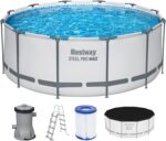 Bestway Steel Pro MAX™ Aufstellpool Komplett-Set mit Filterpumpe Ø 366 x 122 cm, lichtgrau, rund
