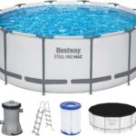 Bestway Steel Pro MAX™ Aufstellpool Komplett-Set mit Filterpumpe Ø 366 x 122 cm, lichtgrau, rund