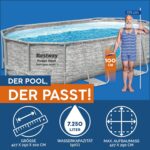 Bestway Power Steel Swim Vista Series Frame Pool Komplett-Set mit Filterpumpe 427 x 250 x 100 cm, Steinwand-Optik (Cremegrau), oval