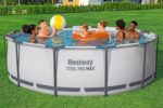 Bestway Steel Pro MAX™ Aufstellpool Komplett-Set mit Filterpumpe Ø 366 x 122 cm, lichtgrau, rund
