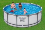 Bestway® Steel Pro MAX™ Aufstellpool Komplett-Set mit Filterpumpe Ø 396 x 122 cm, lichtgrau, rund