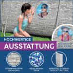Bestway Power Steel Swim Vista Series Frame Pool Komplett-Set mit Filterpumpe 427 x 250 x 100 cm, Steinwand-Optik (Cremegrau), oval