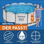 Bestway Steel Pro MAX™ Aufstellpool Komplett-Set mit Filterpumpe Ø 366 x 122 cm, lichtgrau, rund