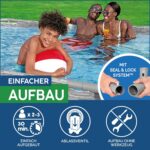 Bestway Power Steel Swim Vista Series Frame Pool Komplett-Set mit Filterpumpe 427 x 250 x 100 cm, Steinwand-Optik (Cremegrau), oval